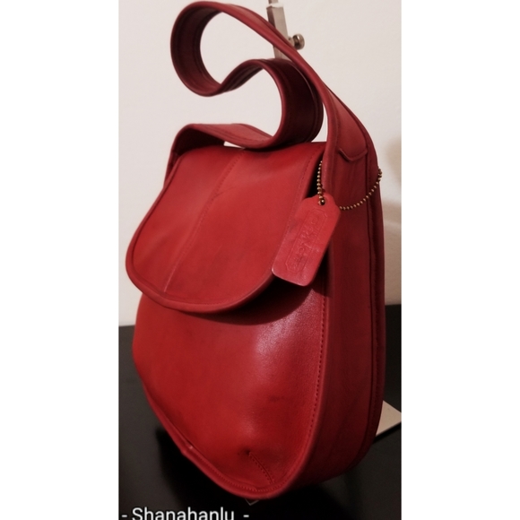 Coach RARE VTG 9034 Red Leather Ergo Flap Bag 💋 - Picture 11 of 13